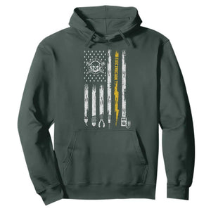 Electrician US Flag Hoodie Tools for Electricians Skull Lightning Graphic