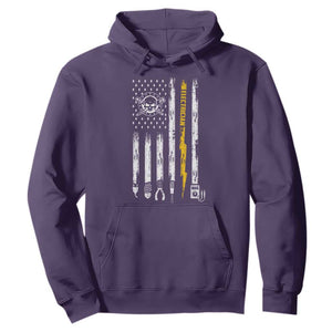 Electrician US Flag Hoodie Tools for Electricians Skull Lightning Graphic