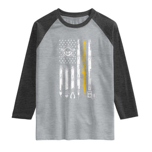 Electrician US Flag Raglan Shirt Tools for Electricians Skull Lightning Graphic