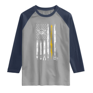 Electrician US Flag Raglan Shirt Tools for Electricians Skull Lightning Graphic