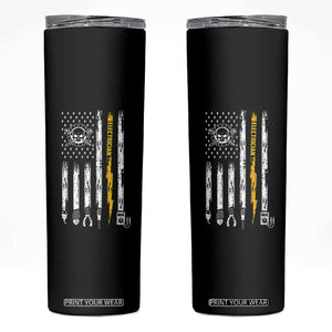 Electrician US Flag Skinny Tumbler Tools for Electricians Skull Lightning Graphic
