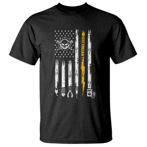 Electrician US Flag T Shirt Tools for Electricians Skull Lightning Graphic