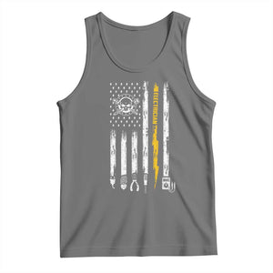 Electrician US Flag Tank Top Tools for Electricians Skull Lightning Graphic