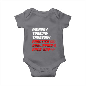Monday Tuesday Thursday Practice Qualifying Race Day Baby Onesie TS10 Charcoal Print Your Wear