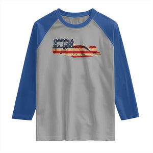 Racing Car Raglan Shirt Retro Style Vintage American Flag TS10 Sport Gray Royal Print Your Wear