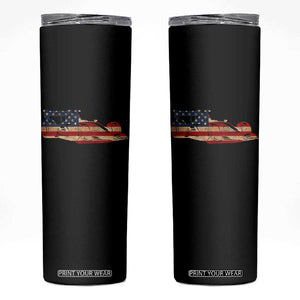 Racing Car Skinny Tumbler Retro Style Vintage American Flag TS10 Black Print Your Wear