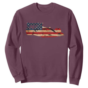 Racing Car Sweatshirt Retro Style Vintage American Flag TS10 Maroon Print Your Wear