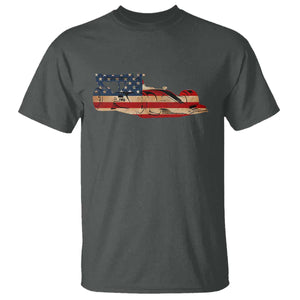 Racing Car T Shirt Retro Style Vintage American Flag TS10 Dark Heather Print Your Wear