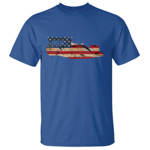 Racing Car T Shirt Retro Style Vintage American Flag TS10 Royal Blue Print Your Wear
