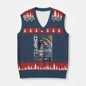 Vintage Japanese Drift Race Car V-Neck Knit Sweater Vest Cool Retro Vintage JDM Tokyo Japan Drifting TS10 Navy Red Print Your Wear
