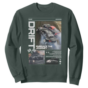 Vintage Japanese Drift Race Car Sweatshirt Cool Retro Vintage JDM Tokyo Japan Drifting TS10 Dark Forest Green Print Your Wear