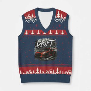 Vintage Japanese Drift Race Car V-Neck Knit Sweater Vest Retro Vintage JDM Tokyo Japan Drifting TS10 Navy Red Print Your Wear