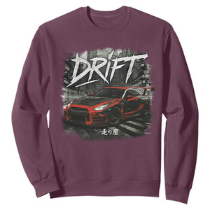 Vintage Japanese Drift Race Car Sweatshirt Retro Vintage JDM Tokyo Japan Drifting TS10 Maroon Print Your Wear