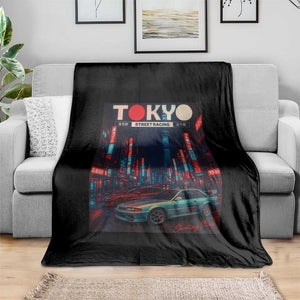 Distress JDM Tokyo Japan Drift Race Car Throw Blanket Retro Vintage Japanese Graphic TS10 Print Your Wear