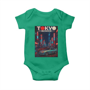 Distress JDM Tokyo Japan Drift Race Car Baby Onesie Retro Vintage Japanese Graphic TS10 Irish Green Print Your Wear