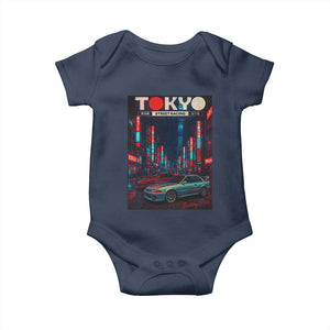 Distress JDM Tokyo Japan Drift Race Car Baby Onesie Retro Vintage Japanese Graphic TS10 Navy Print Your Wear