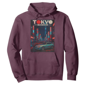 Distress JDM Tokyo Japan Drift Race Car Hoodie Retro Vintage Japanese Graphic TS10 Maroon Print Your Wear