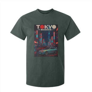 Distress JDM Tokyo Japan Drift Race Car T Shirt For Kid Retro Vintage Japanese Graphic TS10 Dark Forest Green Print Your Wear
