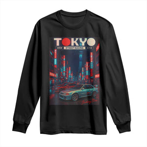 Distress JDM Tokyo Japan Drift Race Car Long Sleeve Shirt Retro Vintage Japanese Graphic TS10 Black Print Your Wear
