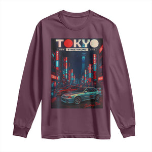 Distress JDM Tokyo Japan Drift Race Car Long Sleeve Shirt Retro Vintage Japanese Graphic TS10 Maroon Print Your Wear