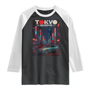 Distress JDM Tokyo Japan Drift Race Car Raglan Shirt Retro Vintage Japanese Graphic TS10 Black White Print Your Wear