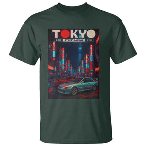 Distress JDM Tokyo Japan Drift Race Car T Shirt Retro Vintage Japanese Graphic TS10 Dark Forest Green Print Your Wear