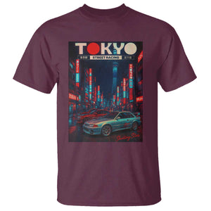 Distress JDM Tokyo Japan Drift Race Car T Shirt Retro Vintage Japanese Graphic TS10 Maroon Print Your Wear