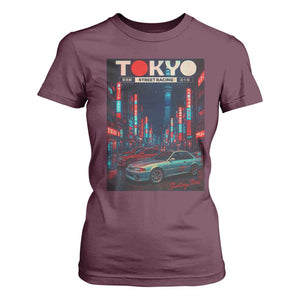 Distress JDM Tokyo Japan Drift Race Car T Shirt For Women Retro Vintage Japanese Graphic TS10 Maroon Print Your Wear