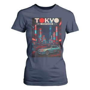 Distress JDM Tokyo Japan Drift Race Car T Shirt For Women Retro Vintage Japanese Graphic TS10 Navy Print Your Wear