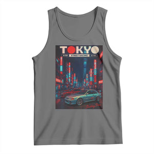Distress JDM Tokyo Japan Drift Race Car Tank Top Retro Vintage Japanese Graphic TS10 Black Heather Print Your Wear