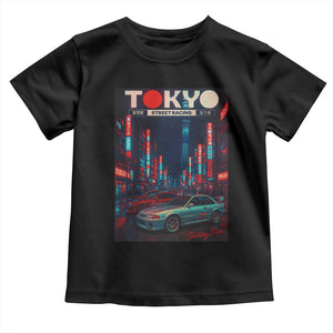 Distress JDM Tokyo Japan Drift Race Car Toddler T Shirt Retro Vintage Japanese Graphic TS10 Black Print Your Wear
