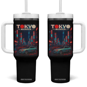 Distress JDM Tokyo Japan Drift Race Car Tumbler With Handle Retro Vintage Japanese Graphic TS10 One Size: 40 oz Black Print Your Wear