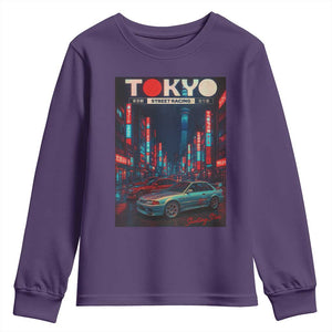 Distress JDM Tokyo Japan Drift Race Car Youth Sweatshirt Retro Vintage Japanese Graphic TS10 Purple Print Your Wear