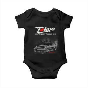 Retro JDM Drift Car Baby Onesie - Japanese Tokyo Japan Drifting Race Car Humor Baby Bodysuit TS10 Black Print Your Wear