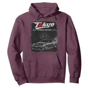 Retro JDM Drift Car Hoodie Japanese Tokyo Japan Drifting Race Car TS10 Maroon Print Your Wear