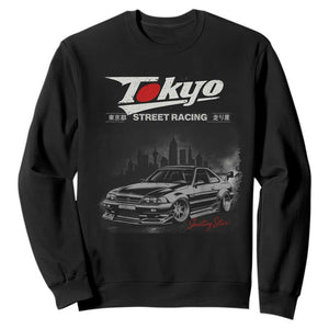 Retro JDM Drift Car Sweatshirt Japanese Tokyo Japan Drifting Race Car TS10 Black Print Your Wear