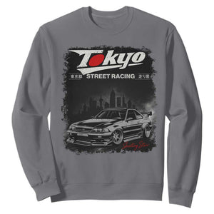 Retro JDM Drift Car Sweatshirt Japanese Tokyo Japan Drifting Race Car TS10 Charcoal Print Your Wear