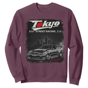 Retro JDM Drift Car Sweatshirt Japanese Tokyo Japan Drifting Race Car TS10 Maroon Print Your Wear