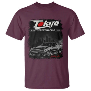 Retro JDM Drift Car T Shirt Japanese Tokyo Japan Drifting Race Car TS10 Maroon Print Your Wear