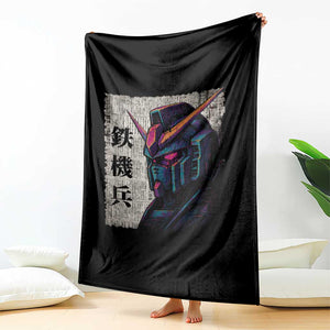 Japanese Mecha Robot Throw Blanket Samurai Inspired Futuristic Kanji Design TS10 Print Your Wear