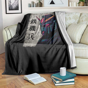 Japanese Mecha Robot Throw Blanket Samurai Inspired Futuristic Kanji Design TS10 Print Your Wear