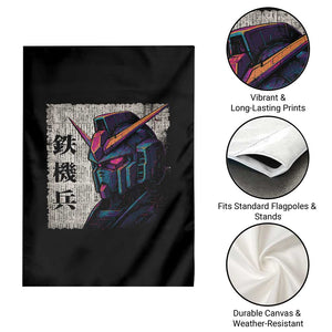 Japanese Mecha Robot Garden Flag Samurai Inspired Futuristic Kanji Design TS10 Print Your Wear