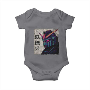 Japanese Mecha Robot Baby Onesie Samurai Inspired Futuristic Kanji Design TS10 Charcoal Print Your Wear