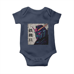 Japanese Mecha Robot Baby Onesie Samurai Inspired Futuristic Kanji Design TS10 Navy Print Your Wear