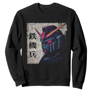 Japanese Mecha Robot Sweatshirt Samurai Inspired Futuristic Kanji Design TS10 Black Print Your Wear