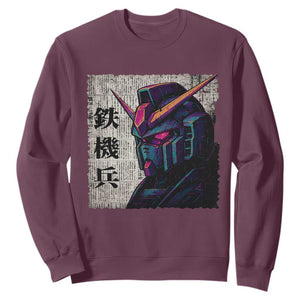 Japanese Mecha Robot Sweatshirt Samurai Inspired Futuristic Kanji Design TS10 Maroon Print Your Wear