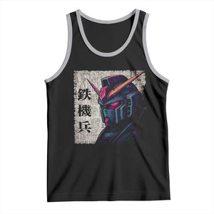 Japanese Mecha Robot Tank Top Samurai Inspired Futuristic Kanji Design TS10 Black Athletic Heather Print Your Wear