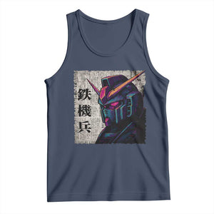 Japanese Mecha Robot Tank Top Samurai Inspired Futuristic Kanji Design TS10 Navy Print Your Wear
