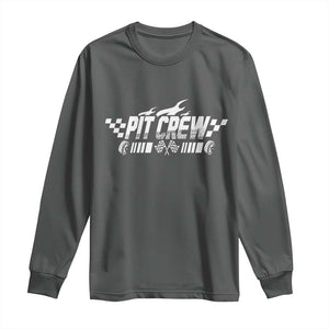 Pit Crew Long Sleeve Shirt Race Car Family Racing Birthday Hosting Parties TS10 Dark Heather Print Your Wear