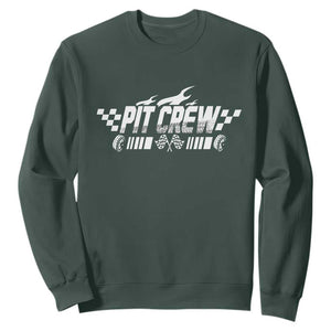 Pit Crew Sweatshirt Race Car Family Racing Birthday Hosting Parties TS10 Dark Forest Green Print Your Wear